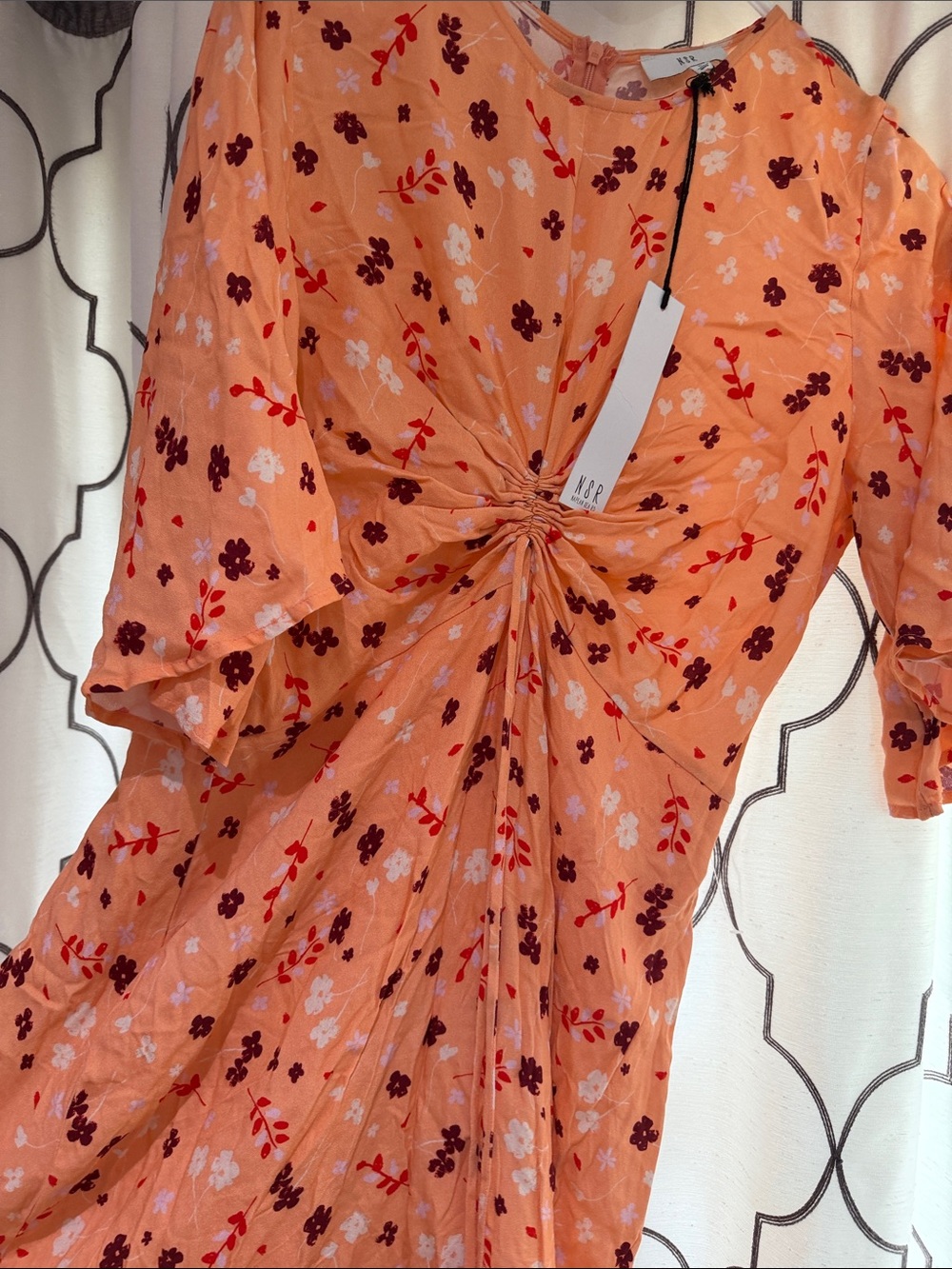 NSR Peach Floral Twist-Front Maxi Dress - Picture 2 of 4